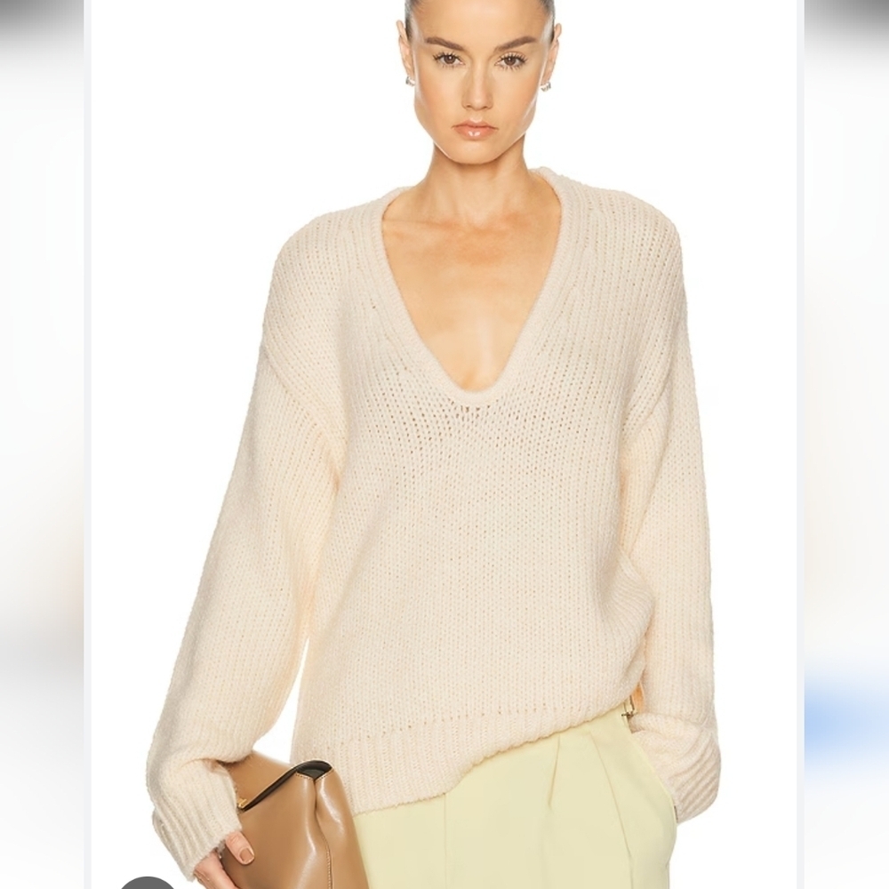 Jenni Kayne Oversized Tunic Sweater Sz 2XS Wool Cashmere Knit V Neck 48-7349-D20